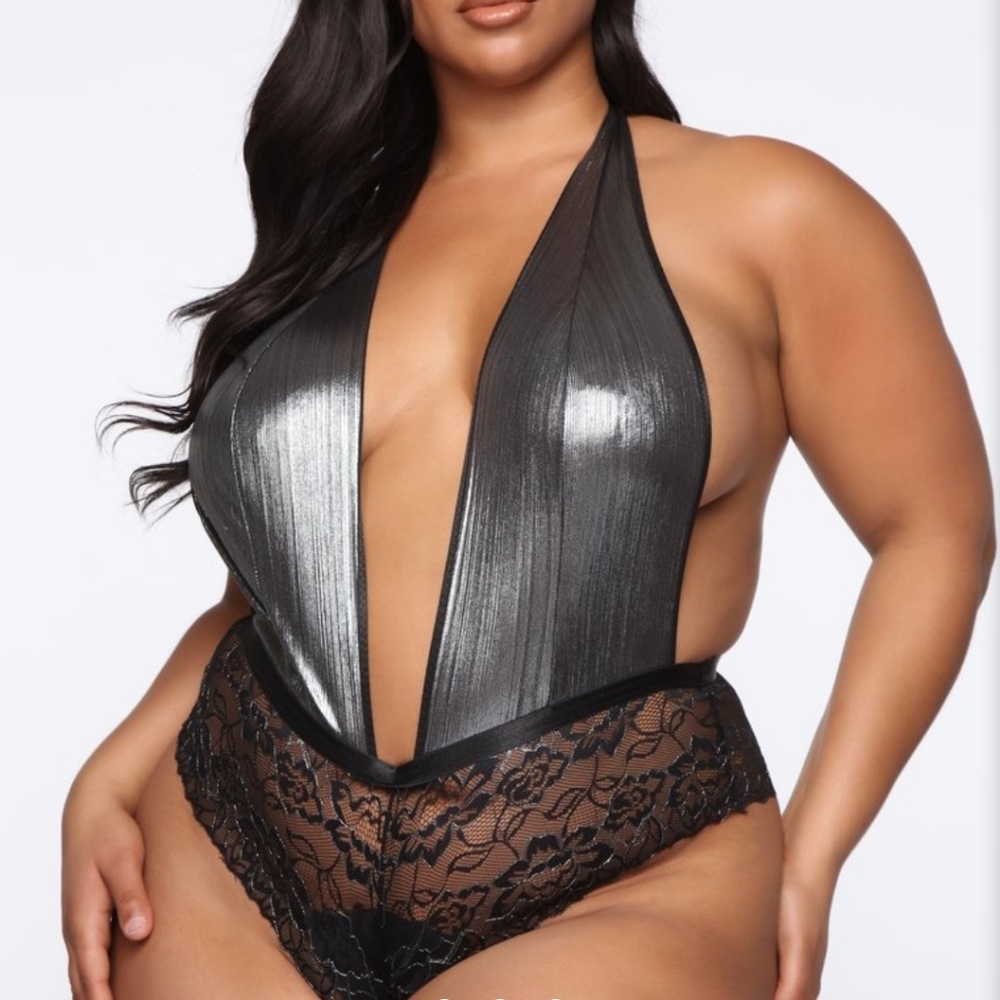 Plus Size Lingerie Halter Neck Teddy Bodysuit